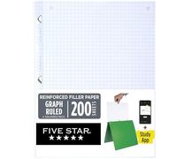 Five Star Papel de hojas sueltas + aplicación de estudio, papel de cuaderno, papel de relleno rayado gráfico, reforzado, 8-1/2 x 11 pulgadas, 200 hojas por paquete (170055-ECM)