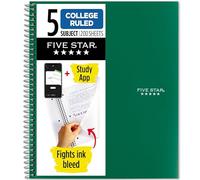Five Star Wirebound Notebook, 5 sujetos, 200 hojas gobernadas por la universidad, 11 x 8,5 pulgadas de tama?o de hoja, verde (72079)