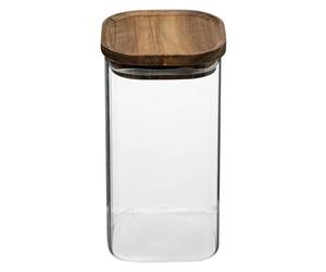 Five - Tarro hermético de cristal y madera, 1,3 l