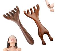 Five Touch Therapy Peine, peine meridiano Saludea, garras de masaje de sándalo dorado, herramientas Guas Sha para cabeza, cara, ojos, nariz, mandíbula y cuello, cepillo masajeador meridianos B)