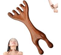 Five Touch Therapy Peine, Saludea Meridian Peine, pinzas de masaje de sándalo dorado, herramientas Guas Sha para cabeza, cara, ojos, nariz, mandíbula y cuello, cepillo masajeador meridianos (A1)