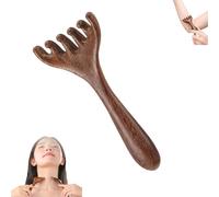 Five Touch Therapy Peine, Saludea Meridian Peine, pinzas de masaje de sándalo dorado, herramientas Guas Sha para cabeza, cara, ojos, nariz, mandíbula y cuello, cepillo masajeador meridianos (B1)