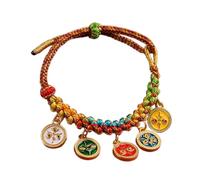 Five Way God Of Wealth - Pulsera de cuerda tejida ajustable y colorida, accesorio elegante para suerte y abundancia, colorido hecho a mano