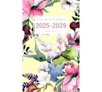 Five Year Planner 2025-2029: 5x8 Monthly Notebook Organizer Small | Drawing Watercolor Fashion Floral Design Yellow