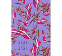 Five Year Planner 2025-2029: A5 Monthly Notebook Organizer Small | Bright Illustrated Leaf Design Blue-Violet