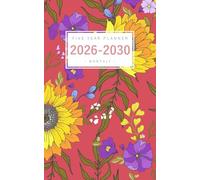 Five Year Planner 2026-2030: 5x8 Monthly Notebook Organizer Small | Bright Golden Sunflower Design Red