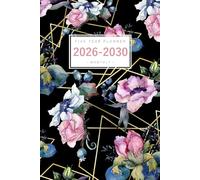 Five Year Planner 2026-2030: 6x9 Monthly Journal Organizer Medium | Golden Line Watercolor Floral Design Black