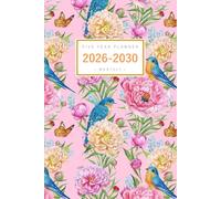 Five Year Planner 2026-2030: 6x9 Monthly Journal Organizer Medium | Watercolor Flower Bird Design Pink