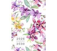 Five Year Planner 2026-2030: 6x9 Monthly Journal Organizer Medium | Watercolor Wild Orchid Bouquet Design White