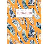 Five Year Planner 2026-2030: 8.5 x 11 Monthly Notebook Organizer Large | Painted Tribal Feather Design Orange