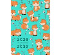 Five Year Planner 2026-2030: A4 Monthly Notebook Organizer Large | Cute Little Fox Design Turquoise