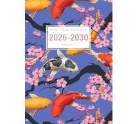 Five Year Planner 2026-2030: A4 Monthly Notebook Organizer Large | Koi Fish and Sakura Flower Design Blue