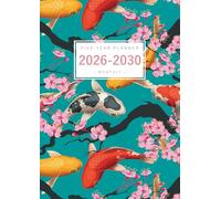 Five Year Planner 2026-2030: A4 Monthly Notebook Organizer Large | Koi Fish and Sakura Flower Design Teal