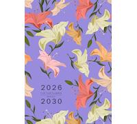 Five Year Planner 2026-2030: A4 Monthly Notebook Organizer Large | Lily Flower Stem Design Blue-Violet