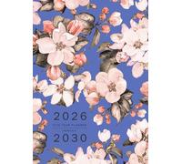 Five Year Planner 2026-2030: A4 Monthly Notebook Organizer Large | Vintage Floral Sketch Design Blue