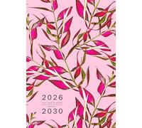 Five Year Planner 2026-2030: A5 Monthly Notebook Organizer Small | Bright Illustrated Leaf Design Pink