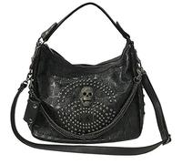 FiveloveTwo - Bolso para mujer, diseño de calavera con cadena de mano de gran capacidad, bolsos de hombro de piel sintética, bolso gótico, negro, cráneo, talla única, Cráneo, Taille unique, Gótico