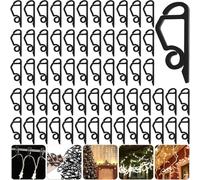 FiveMileBro 120 Ganchos de luces de Navidad, ganchos de canalones, ganchos para colgar en el exterior, ganchos de plástico, para la decoración navideña (Negro)