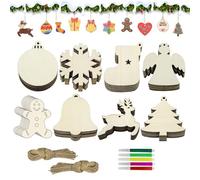 FiveMileBro 40 PCS adornos navidad madera, colgantes de madera para navidad, DIY adornos de madera para árboles de navidad, para niños y adultos, bricolaje personalizado regalo (B)
