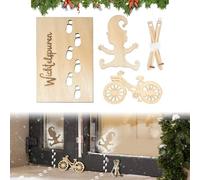 FiveMileBro Plantilla de gnomo Navidad, Madera gnomo Huellas Plantillas Accesorio de Duende de Navidad, decoración navideña en Suelos, Ventanas, Paredes, Plantillas Reutilizables (B)