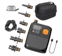 Fivetwofive Bomba Portátil para Tabla de, Compresor de Aire Eléctrico de Alta Presión de 25PSI con 6 Boquillas para Inflable Negro
