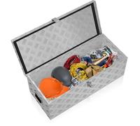 FIVMEN Caja de aluminio con tapa, caja de transporte de aluminio, caja de herramientas con cerradura, llaves y asa, caja de herramientas, caja de transporte, caja de aluminio, 80 x 22 x 23 cm, plata