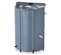 FIVMEN Depósito de Agua Lluvia 500 litros Barril de Lluvia Tanque de Agua Plegable Contenedor Agua de PVC con Tapa y Grifo, Gris Oscuro
