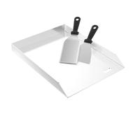 FIVMEN Plancha de acero inoxidable 30 x 40 cm, universal, con 2 espátulas, plancha de acero inoxidable, para barbacoa a gas, parrilla de carbón