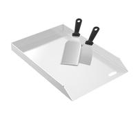 FIVMEN Plancha de acero inoxidable para parrilla universal de 30x45 cm, sartén para parrilla con 2 espátulas para parrilla, bandeja para parrilla, placa de parrilla de acero inoxidable para parrilla