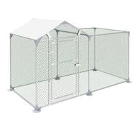 FIVMEN Recinto para gallineros de 2 x 1 m, de metal, con protección solar, techo, puerta y cerrojo, estable, para gallinas, pequeños animales
