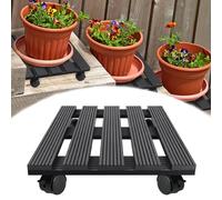 FIVMEN Soporte cuadrado para plantas, 2 unidades, tabla rodante, WPC, 30 cm, macetero con ruedas, para exteriores, máx. 100 kg, gris oscuro