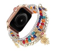 Fivoilin Pulsera de cuentas bohemia compatible con Apple Watch Band de 42 mm, 44 mm, 45 mm, 46 mm, 49 mm, Series 10 9 8 7 SE 6 5 4 Ultra 2 para mujer, correa de repuesto elástica para iWatch Band 3,