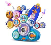 Fivoro STEM Gears Juguetes para niños a partir de 3 años, bloques de construcción de aprendizaje creativo, 18 piezas, juego de juguetes educativos de construcción, doble modo eléctrico y manual