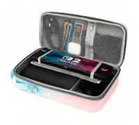 FIWWAT Carrying Case for Nintendo Switch 2, Portable Travel Storage with 12 Game Card Slots, Fit for Pro Controller or Dock, Hidden Stand Protective Case for Switch 2 & Accessories - Pink&Blue