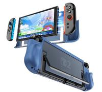 FIWWAT Dockable Case for Nintendo Switch 2, Comfortable Ergonomic Anti-Slip Grip Cover, Fit for Switch 2 Stand, Quick-Release JoyCons, Slim Protective Shock-Absorbing Case - Blue