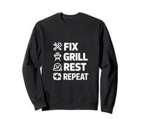 Fix Grill Rest Repeat Funny Dichos Verticales Mujeres Hombres Sudadera