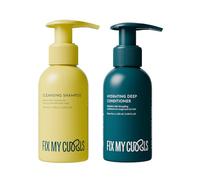 Fix My Curls Paquete de limpieza y acondicionamiento con champú de limpieza, acondicionador profundo hidratante para cabello rizado y ondulado, sin sulfatos ni silicona, enriquecido con vinagre de