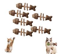 Fix Your Cat’s Dental Health, Natural Fishbone Catnip & Silvervine Chew Toy, Wooden Catnips Teeth Cleaning Stick, Interactive Kitten Chew Playthings, for Cats Teeth Cleaning (Insect Gall Fruit,6pcs)
