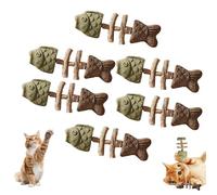 Fix Your Cat’s Dental Health, Natural Fishbone Catnip & Silvervine Chew Toy, Wooden Catnips Teeth Cleaning Stick, Interactive Kitten Chew Playthings, for Cats Teeth Cleaning (Mixed Flavors,6pcs)
