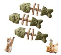 Fix Your Cat’s Dental Health, Natural Fishbone Catnip & Silvervine Chew Toy, Wooden Catnips Teeth Cleaning Stick, Interactive Kitten Chew Playthings, for Cats Teeth Cleaning (Catnip,3pcs)