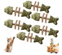 Fix Your Cat’s Dental Health, Natural Fishbone Catnip & Silvervine Chew Toy, Wooden Catnips Teeth Cleaning Stick, Interactive Kitten Chew Playthings, for Cats Teeth Cleaning (Catnip,6pcs)
