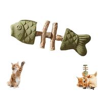 Fix Your Cat’s Dental Health, Natural Fishbone Catnip & Silvervine Chew Toy, Wooden Catnips Teeth Cleaning Stick, Interactive Kitten Chew Playthings, for Cats Teeth Cleaning (Catnip,1pcs)