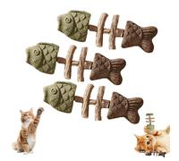 Fix Your Cat’s Dental Health, Natural Fishbone Catnip & Silvervine Chew Toy, Wooden Catnips Teeth Cleaning Stick, Interactive Kitten Chew Playthings, for Cats Teeth Cleaning (Mixed Flavors,3pcs)