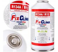 FixClima R134a/R12 3 en 1 - Recambio de gas para aire acondicionado de coche con PlusOil & SealsStop - Mejor rendimiento de refrigeración y sellador