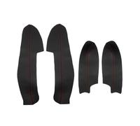 FIXCOR Para Nissan Para Qashqai J11 2016-2018, paneles de manijas de puerta, reposabrazos, cubierta de cuero, 4 piezas(Black-red line)