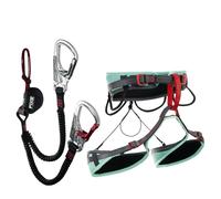 FIXE - Kit Ferrata Cinchless + Arnés Explora S-M, Disipador de Vía Ferrata sin Anillo Ventral, Arnés Regulable Dual Webbing, HMPE Ligero, Mosquetones Keylock, EN958, EN12277