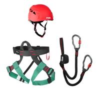 FIXE - Kit Vía Ferrata FLAMENC + Arnés LINUS + Casco PARAROCS | Pack Completo de Iniciación con Disipador Compacto, Arnés Talla Única y Casco Ajustable - EN 958, EN12277 y EN12492