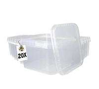 FixedByU 20 cubos con tapa, 3 l, transparentes, rectangulares, de plástico apto para alimentos, herméticos y estables, con asa para alimentos, productos químicos y adhesivos en polvo de lavado