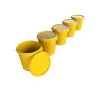 FixedByU 5 cubos con tapa, 30 L, color amarillo, fabricados en Alemania, herméticos, aptos para alimentos, estables, apilables, polipropileno