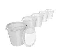 FixedByU 5 cubos con tapa, 30 litros, fabricados en Alemania, aptos para alimentos, estables, herméticos, para almacenamiento de alimentos, material de oficina, habitación infantil, hogar, taller y